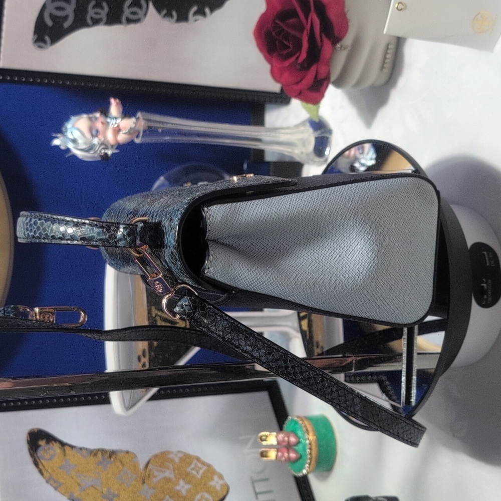 Tory Burch Blue Python Effect & Blue Color Block … - image 5